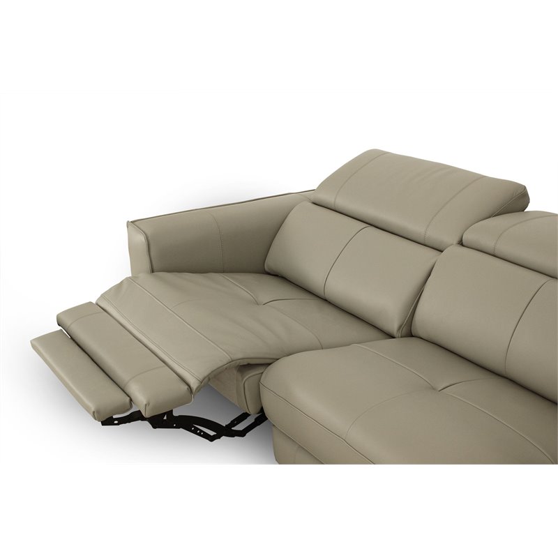 Divani Casa Nella Modern Leather Loveseat w/ Electric Recliners in Light Gray