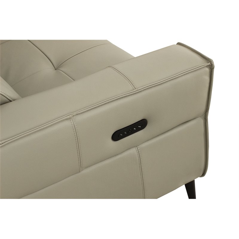 Divani Casa Nella Modern Leather Loveseat w/ Electric Recliners in Light Gray