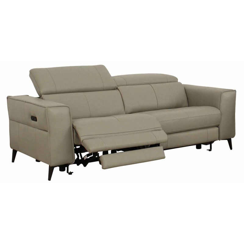 Divani Casa Nella Modern Leather Loveseat w/ Electric Recliners in Light Gray