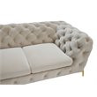 Divani Casa Quincey Transitional Velvet Fabric Diamond Button Sofa in Beige