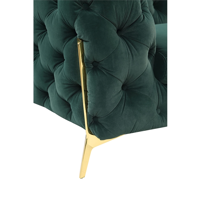 Divani Casa Quincey Transitional Velvet Accent Chair in Emerald Green