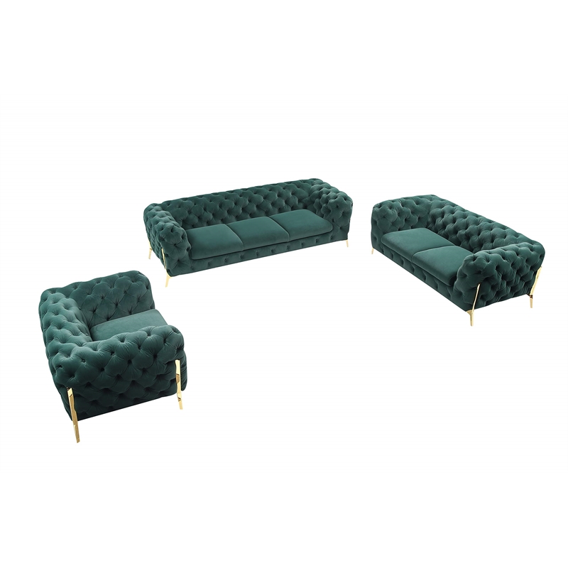 Divani Casa Quincey Transitional Velvet Accent Chair in Emerald Green