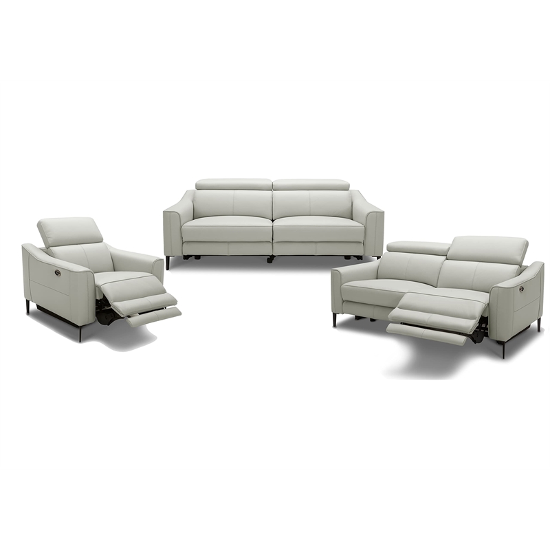 Divani Casa Eden Modern Leather Armchair w/ Electric Recliner in Gray