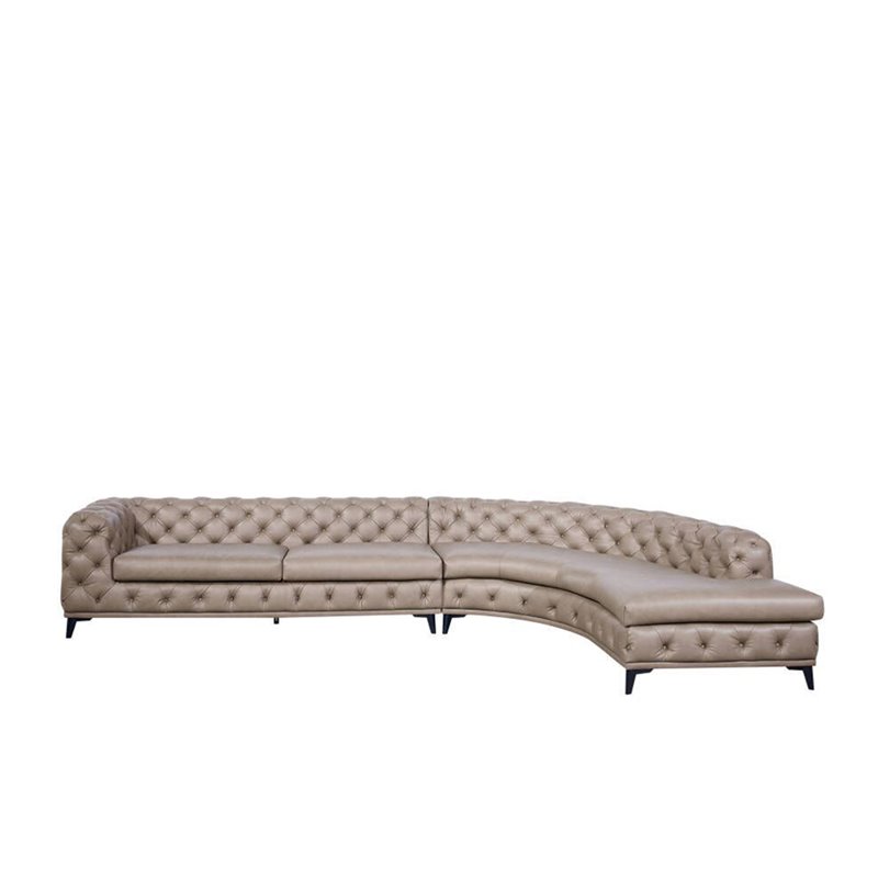 Divani Casa Kohl Contemporary Leather Sectional Sofa w/ Chaise in Brown