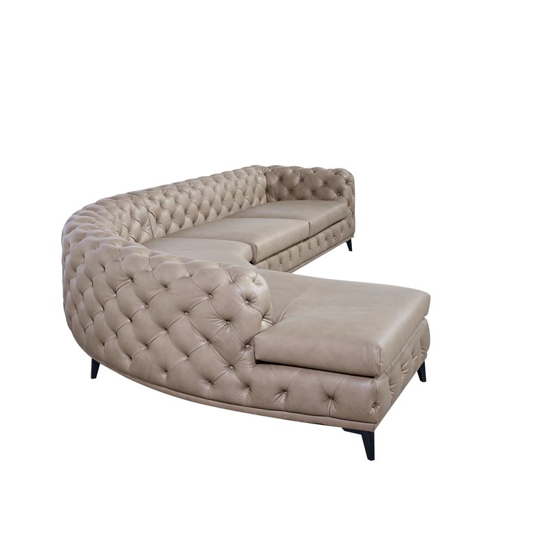 Divani Casa Kohl Contemporary Leather Sectional Sofa w/ Chaise in Brown