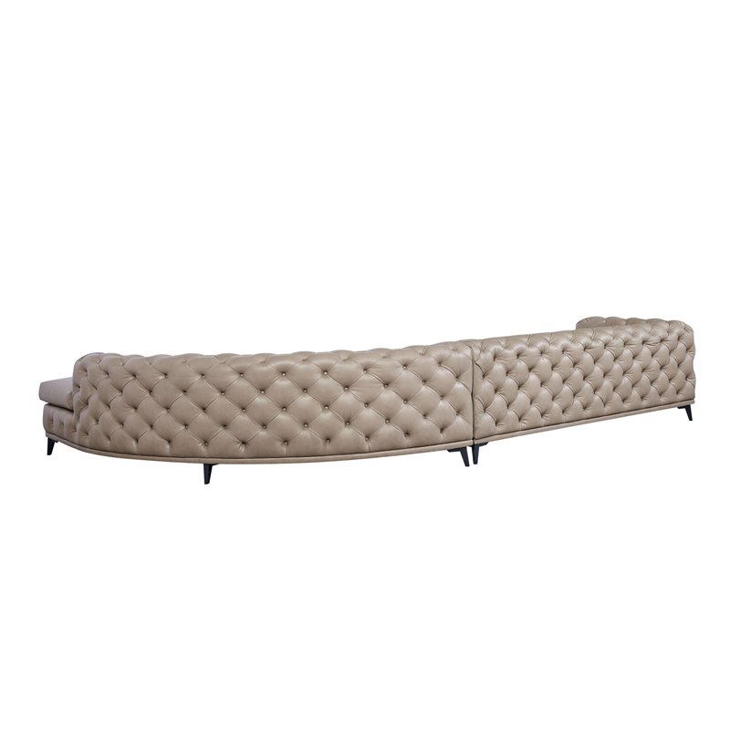 Divani Casa Kohl Contemporary Leather Sectional Sofa w/ Chaise in Brown