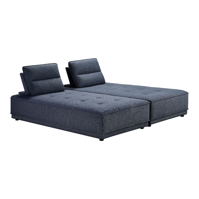 Divani Casa Glendale Modern Fabric Upholstered Modular Sectional Sofa in Blue