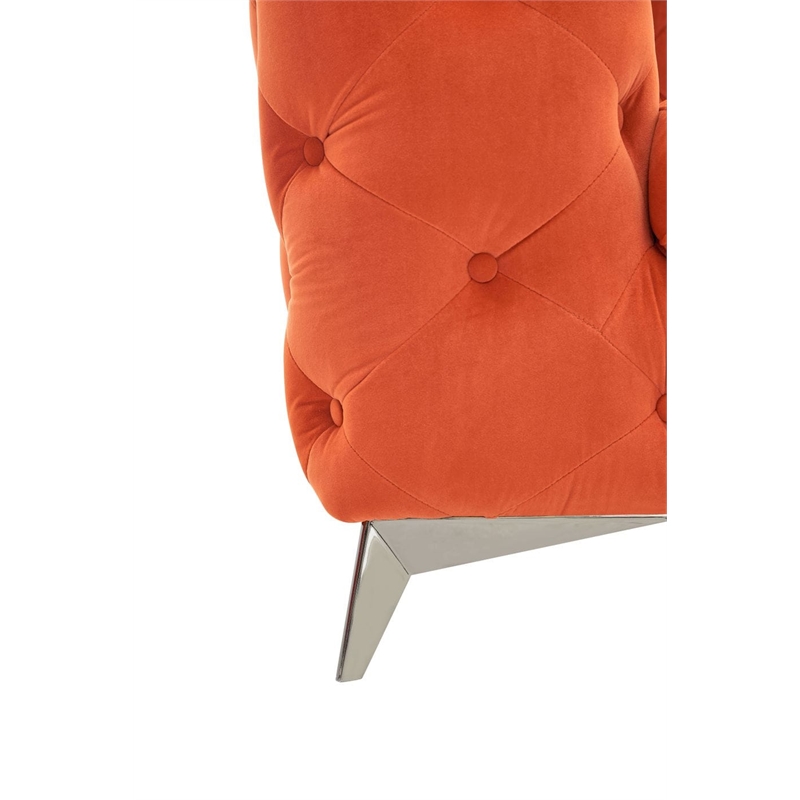Divani Casa Delilah Modern Fabric Upholstered Loveseat in Orange