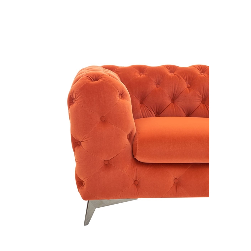 Divani Casa Delilah Modern Fabric Upholstered Loveseat in Orange