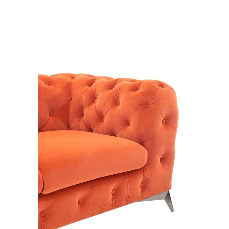 Divani Casa Delilah Modern Fabric Upholstered Loveseat in Orange