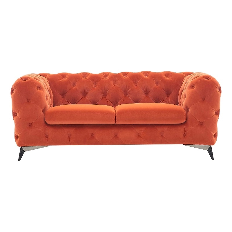 Divani Casa Delilah Modern Fabric Upholstered Loveseat in Orange