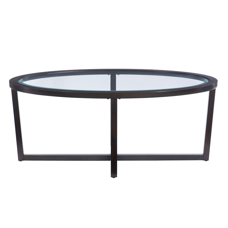 Hoesphere Furniture 3-Piece Wood Coffee & End Table Set with Glass Top in Brown