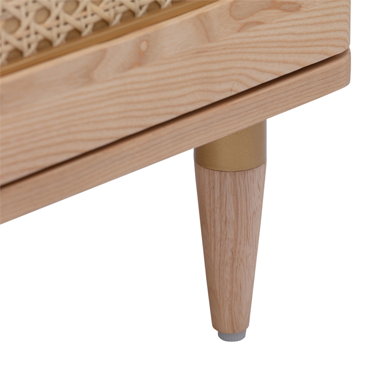 Homesphere Furniture Contemporary Cane Wood Nightstand in Natural