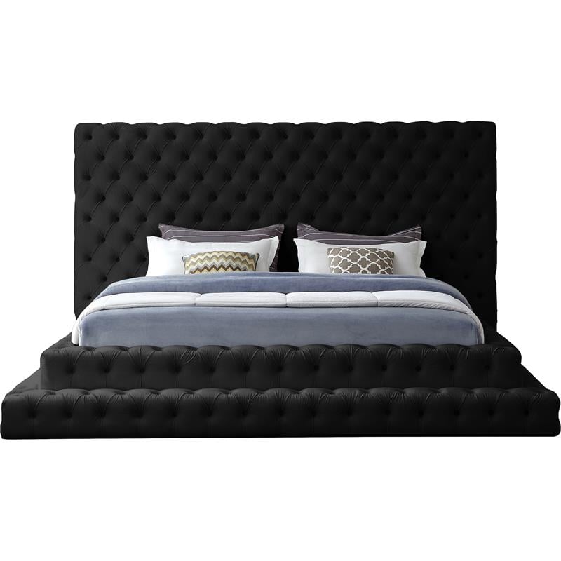 Homesphere Furniture Contemporary Black Finish Velvet King Bed
