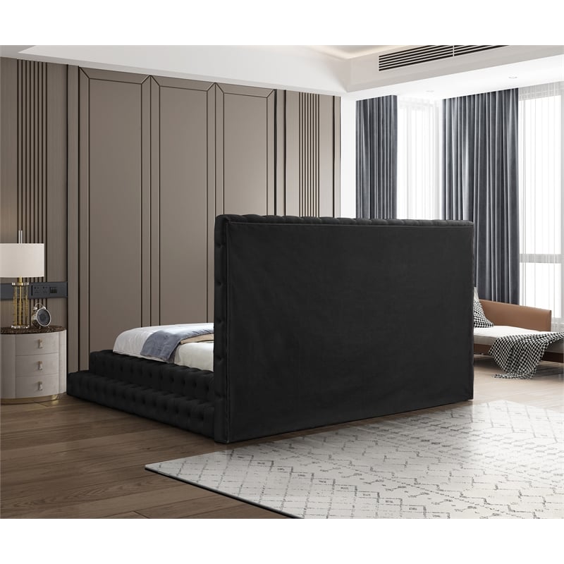 Homesphere Furniture Contemporary Black Finish Velvet King Bed
