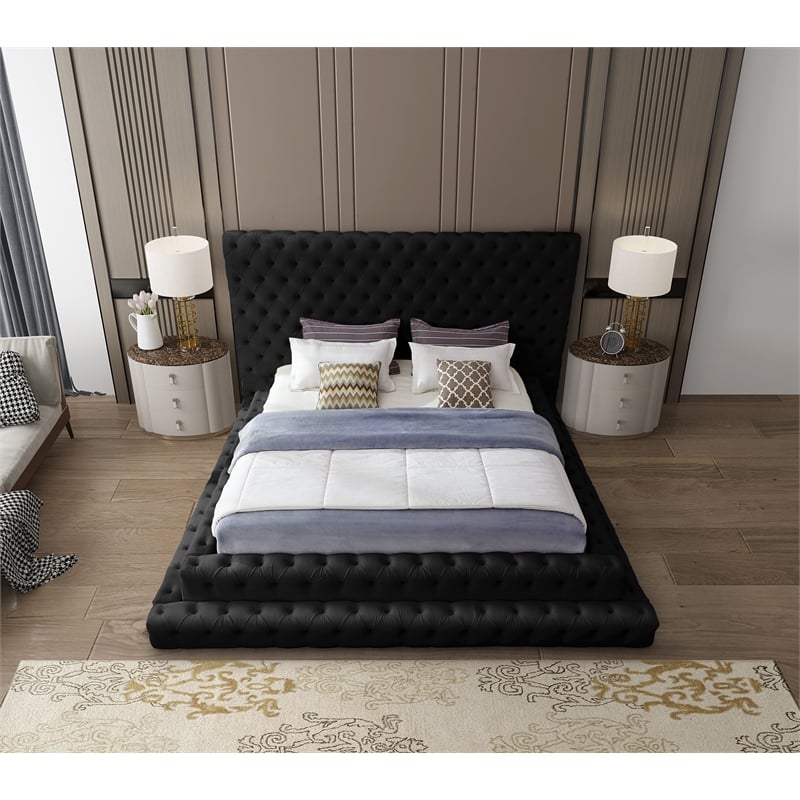 Homesphere Furniture Contemporary Black Finish Velvet King Bed