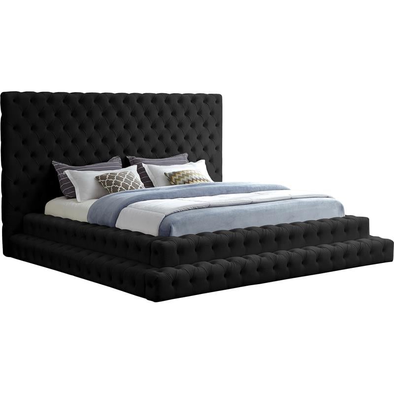 Homesphere Furniture Contemporary Black Finish Velvet King Bed