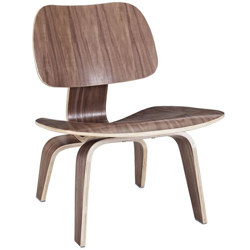 Homesphere Furniture Modern Durable Molded Plywood Accent Chair in Walnut