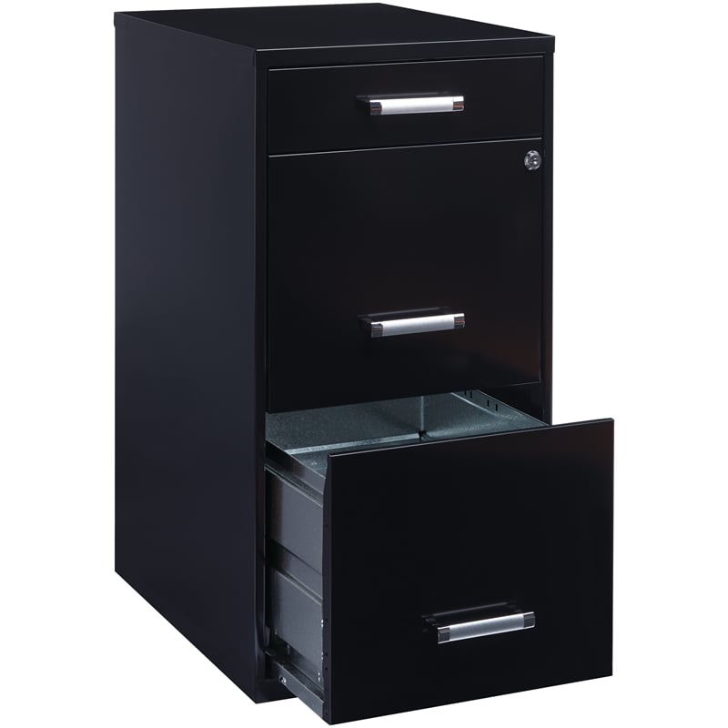 Homesphere Furniture 3 Drawer Metal File Cabinet with Pencil Drawer Black
