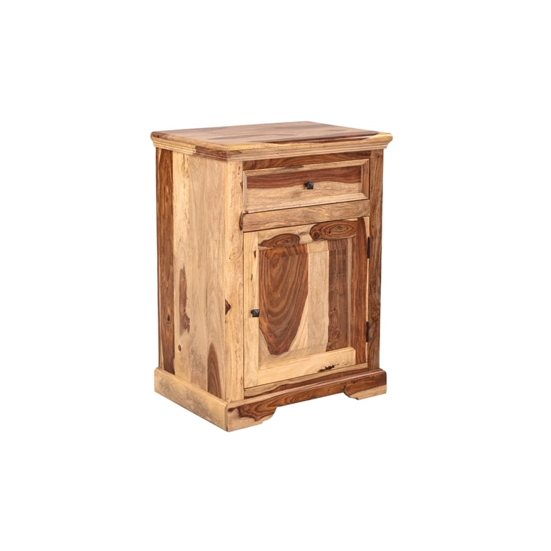 Homesphere Furniture Solid Sheesham Wood Nightstand with Drawer and Door.