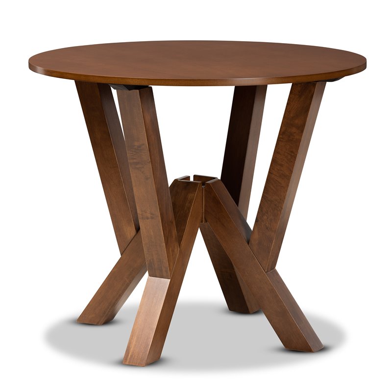 Homesphere Furniture Walnut Finished 35-Inch-Wide Round Wood Dining Table