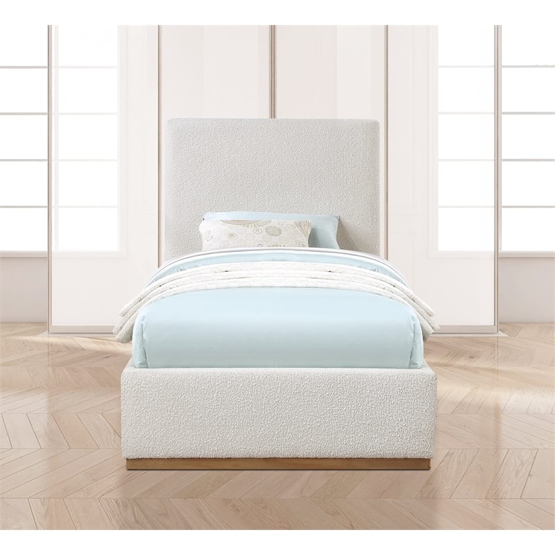 Homesphere Furniture Contemporary Cream Finish Fabric Twin Bed