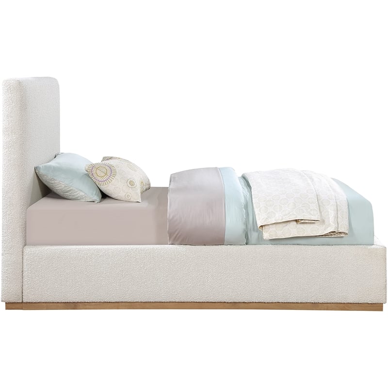 Homesphere Furniture Contemporary Cream Finish Fabric Twin Bed