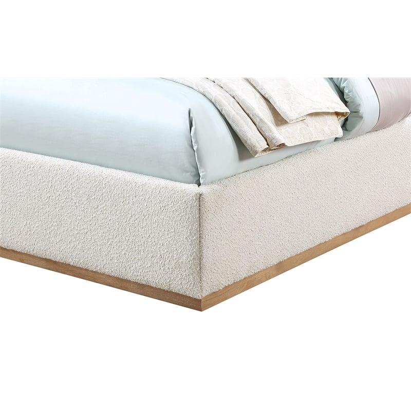 Homesphere Furniture Contemporary Cream Finish Fabric Twin Bed