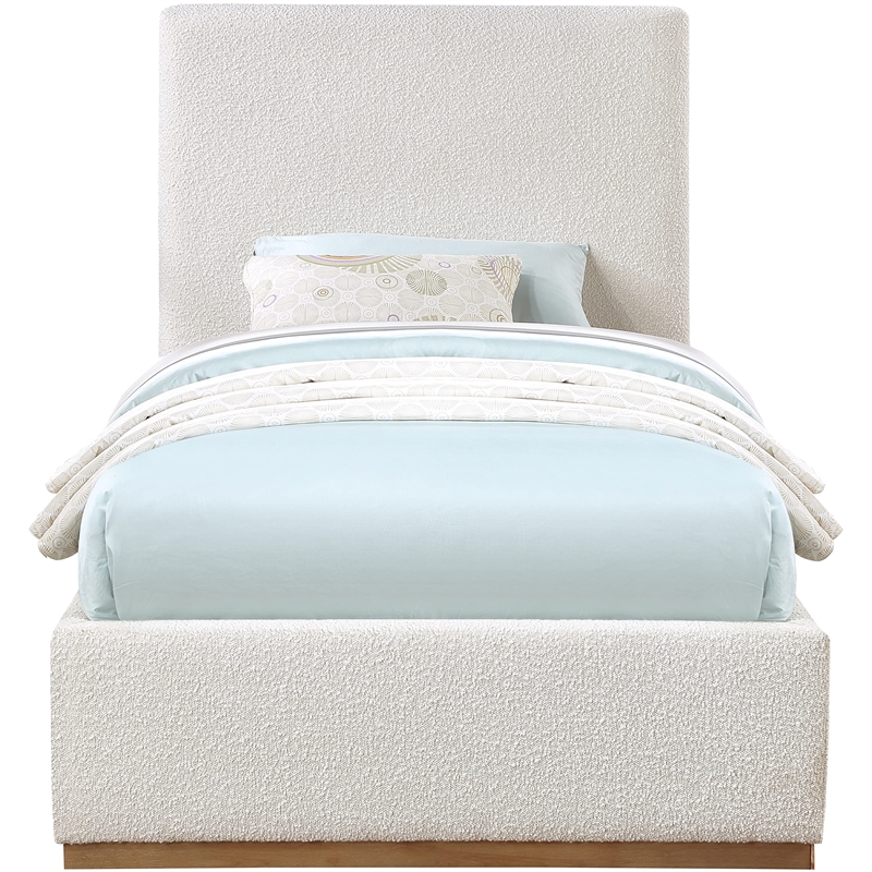 Homesphere Furniture Contemporary Cream Finish Fabric Twin Bed