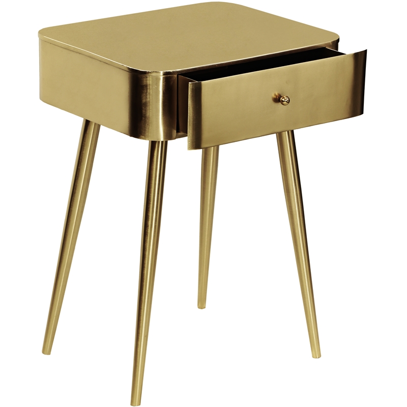 Homesphere Furniture Contemporary Gold Finish Metal Night Stand