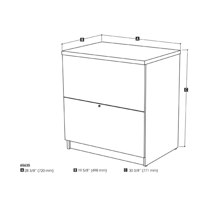 Homesphere Furniture Contemporary 2 Drawer Cabinet in White Finish