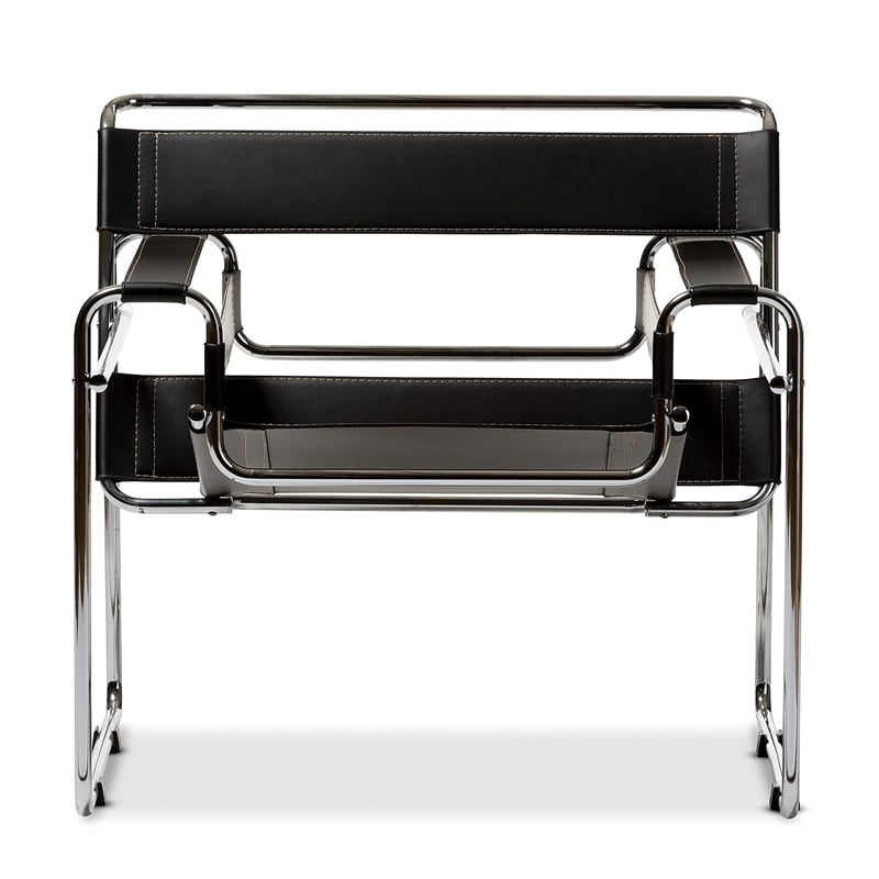 Homesphere Furniture Contemporary Leather Accent Chair in Black