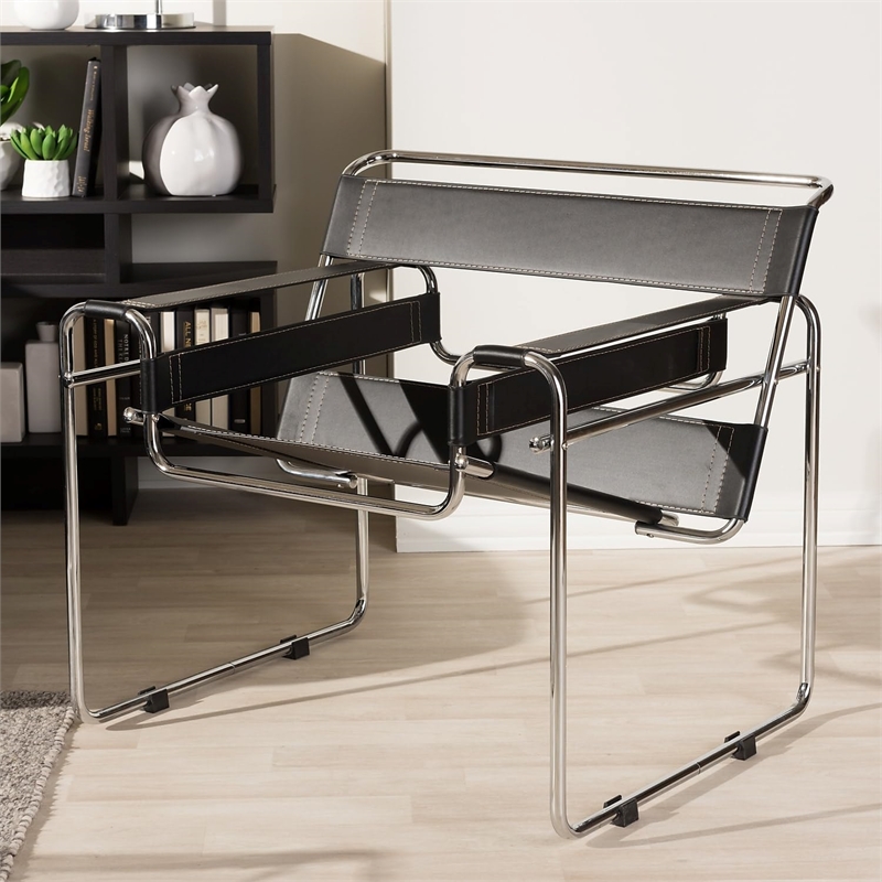 Homesphere Furniture Contemporary Leather Accent Chair in Black