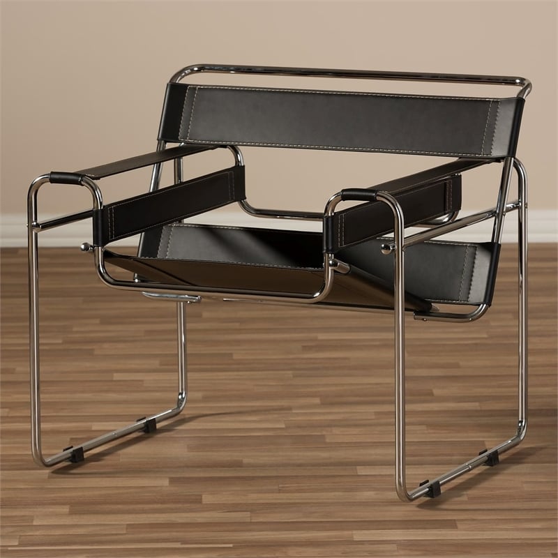 Homesphere Furniture Contemporary Leather Accent Chair in Black