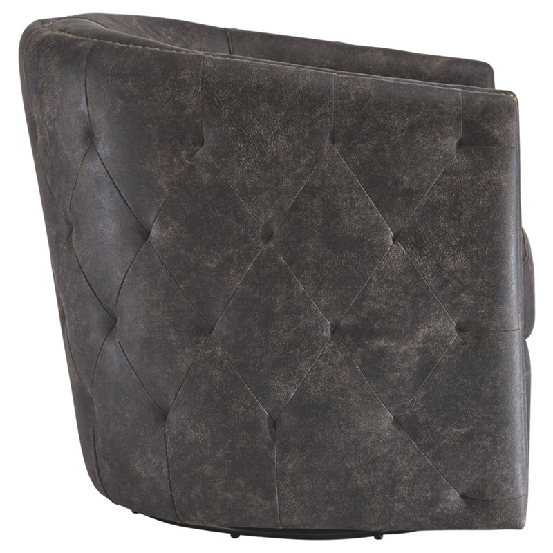 Homesphere Furniture Modern Swivel Chair in Distressed Black