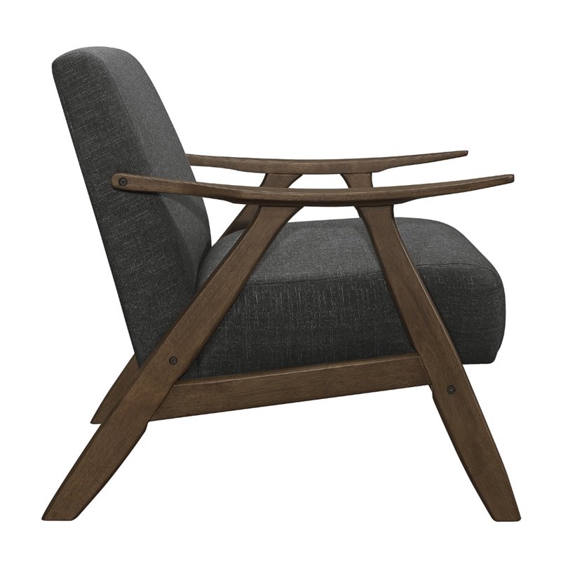 Homesphere Furniture Mid-Century Fabric Upholstered Accent Chair in Dark Gray