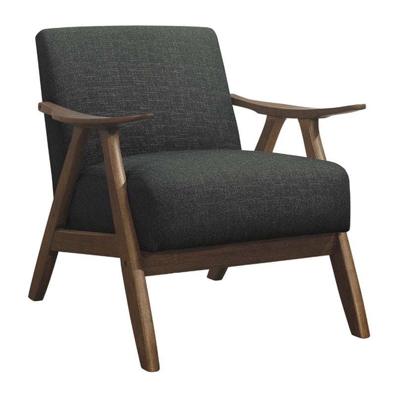 Homesphere Furniture Mid-Century Fabric Upholstered Accent Chair in Dark Gray