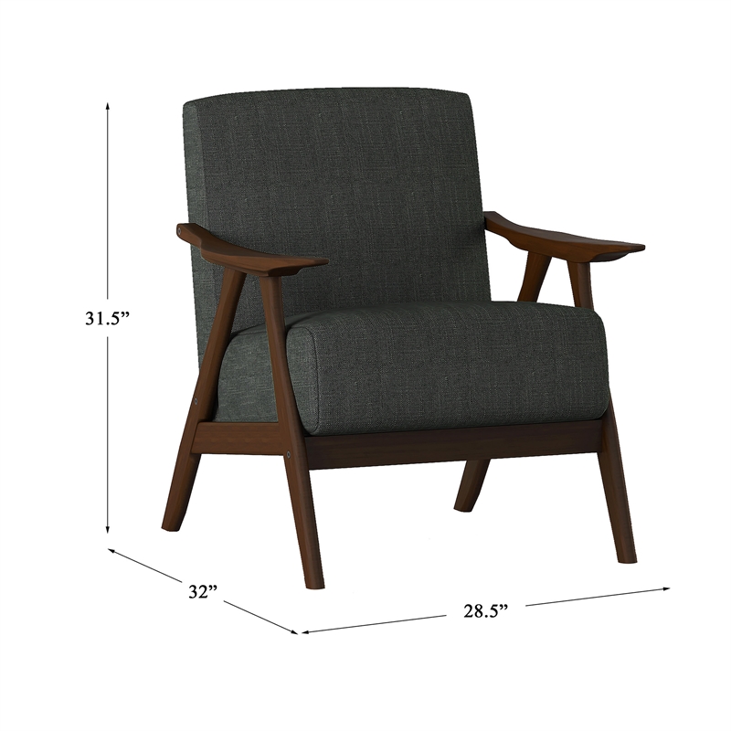 Homesphere Furniture Mid-Century Fabric Upholstered Accent Chair in Dark Gray