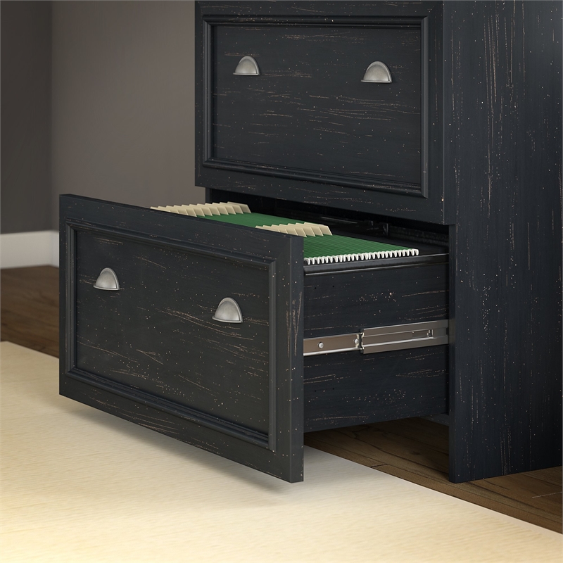 Homesphere Furniture Lateral File Cabinet in Antique Black - Engineered Wood