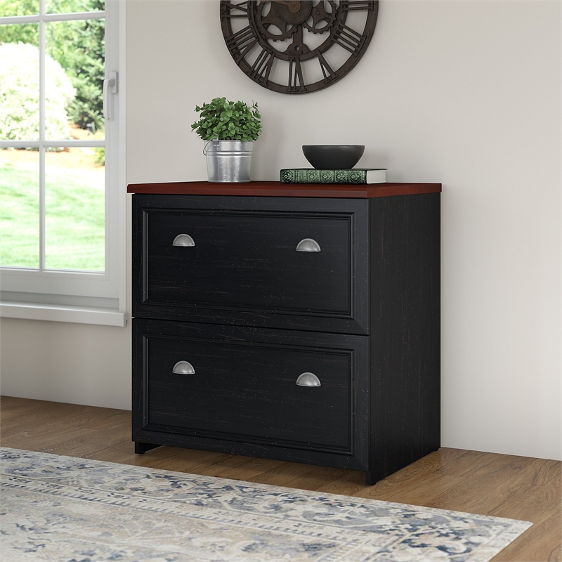 Homesphere Furniture Lateral File Cabinet in Antique Black - Engineered Wood
