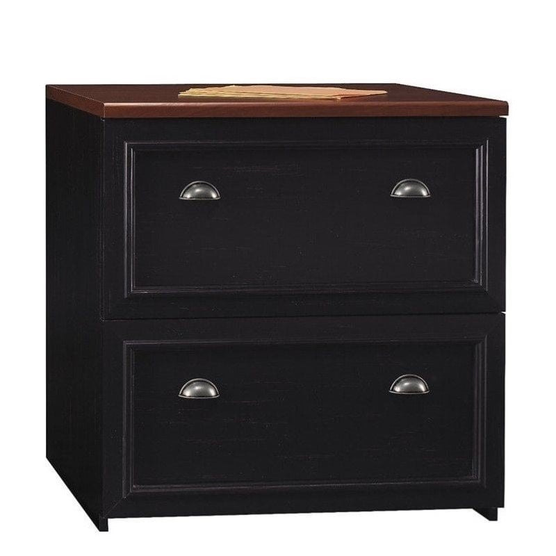 Homesphere Furniture Lateral File Cabinet in Antique Black - Engineered Wood
