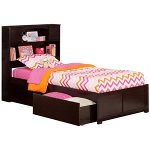 Homesphere Furniture Twin XL Solid Wood Bed with Storage Drawers in Espresso