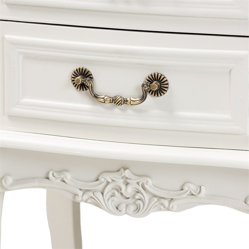 Homesphere Furniture Two-Tone White and Oak Finished 2-Drawer Wood End Table