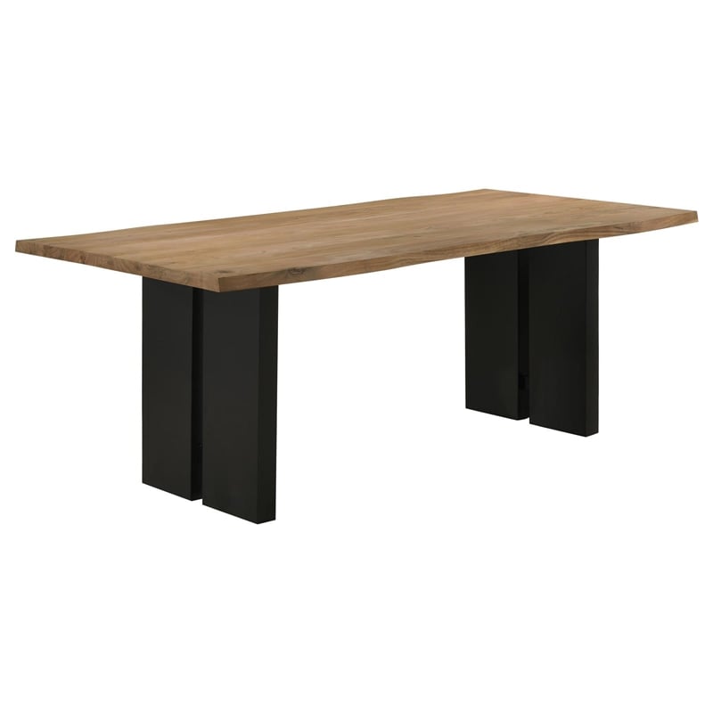 Homesphere Furniture Wood Live Edge Dining Table in Natural Acacia and Black