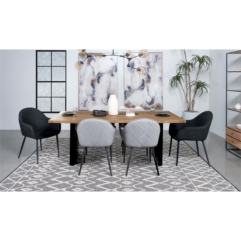 Homesphere Furniture Wood Live Edge Dining Table in Natural Acacia and Black