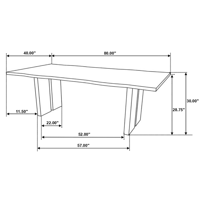 Homesphere Furniture Wood Live Edge Dining Table in Natural Acacia and Black