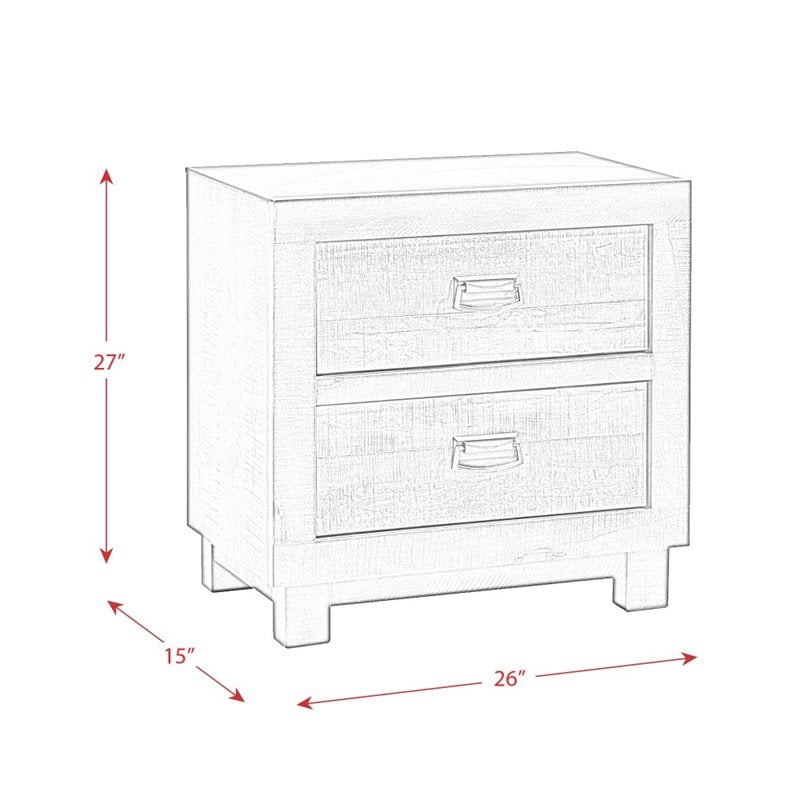 Homesphere Furniture Contemporary 2 Drawer Nightstand in Walnut