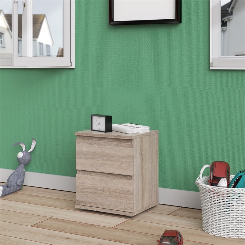 Homesphere Furniture Modern Wood 2 Drawer Nightstand in Truffle