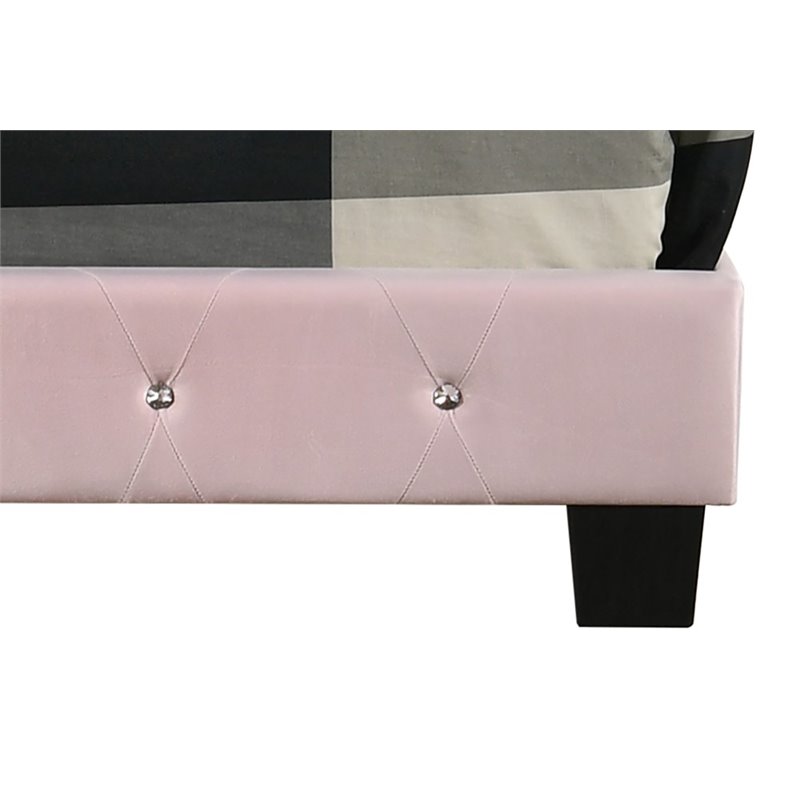 Homesphere Furniture Modern Velvet Upholstered Twin Bed in Pink
