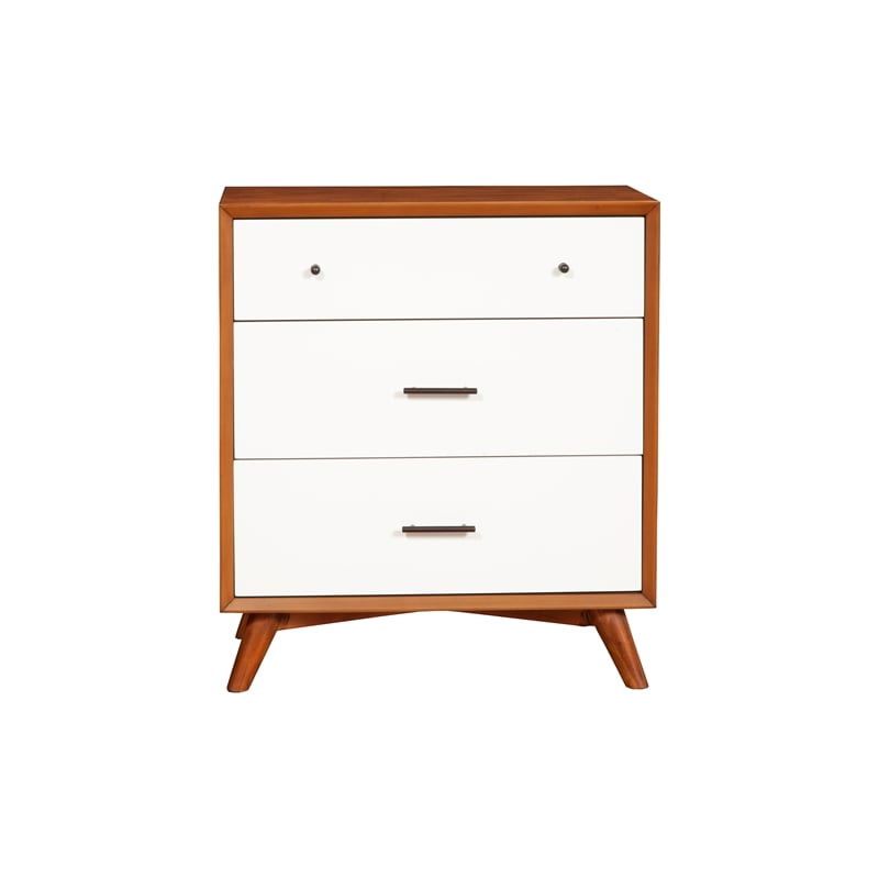 Homesphere Furniture 3 Drawer Two Tone Wood Small Chest in Acorn (Brown)-White